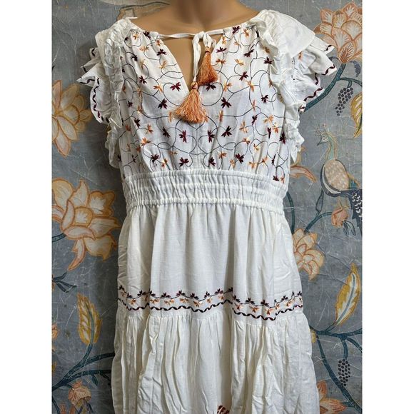 New Anthropologie Embroidered Midi Dress size  Large - Picture 6 of 8